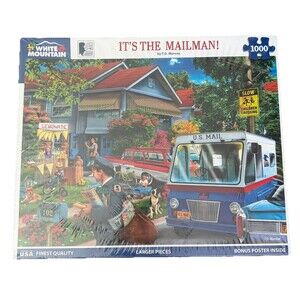 White Mountain Puzzle IT'S THE MAILMAN By P.D. Moreno 24X30 1000 Pcs Puzzle NEW